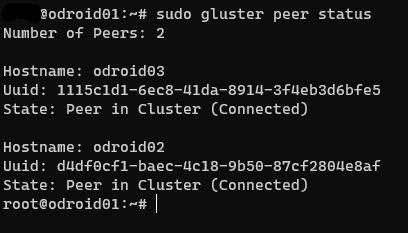 Checking peer status from odroid01